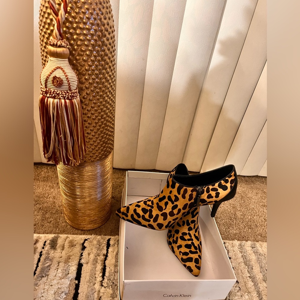 Calvin Klein Collection Leopard Print Ankle Booties